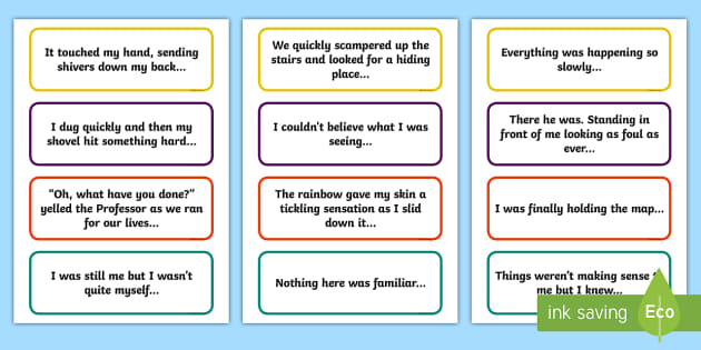 3-6 Narrative Sentence Starter Cards - Narrative, sizzling