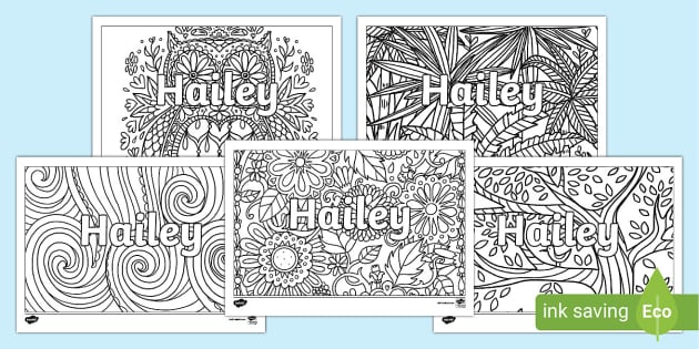 FREE! - Hailey Mindfulness Name Colouring Activity - Twinkl