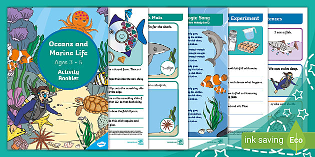 Oceans and Marine Life Themed Activity Booklet (Ages 3 - 5)