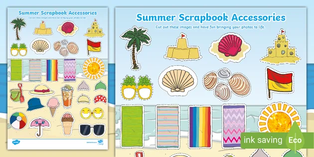 Summer Scrapbook Activity Cut-Out Accessories (Teacher-Made)