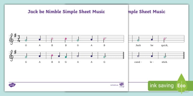 👉 Jack Be Nimble Simple Sheet Music (teacher made)