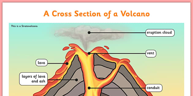 Volcano Cross Section Display Poster Volcano KS2 Cross Section