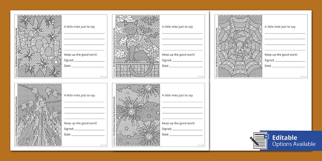 Halloween Mindfulness Colouring Reward Postcards - Twinkl