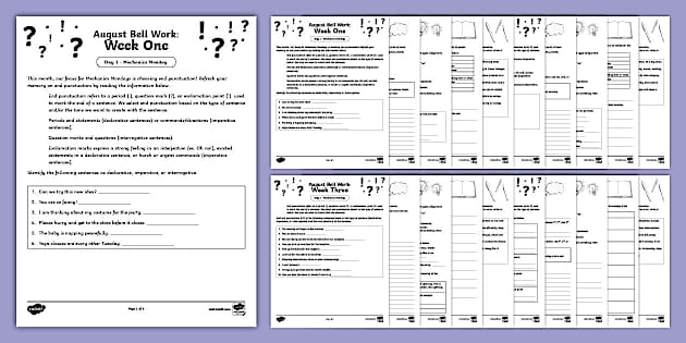 Sixth Grade ELA August Bell Work Bundle - Twinkl