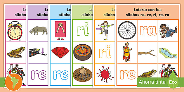  Lotería con las sílabas ra, re, ri, ro, ru (Teacher-Made)