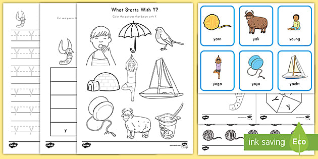 Letter Y Worksheet and Activity Pack - Alphabet - ELA