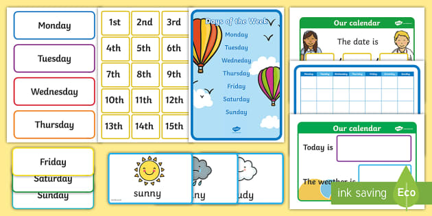 days of the week calendar for kids