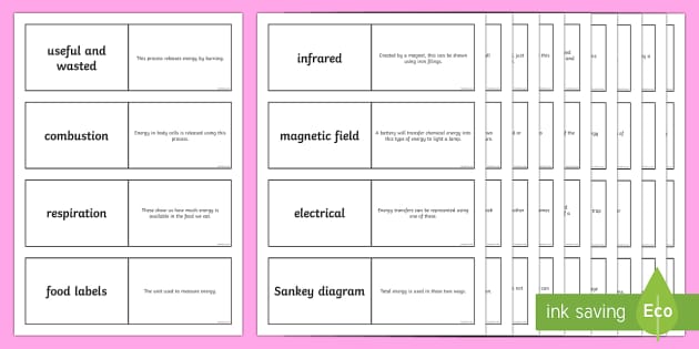 Energy Stores and Transfers Loop Cards (teacher made)