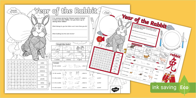 Year of the Rabbit Activity Mat Years 3-4 - Twinkl