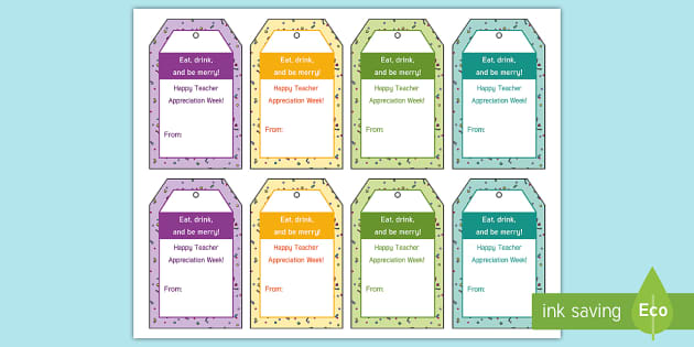 Teacher Appreciation – Bottle Gift Tags – Twinkl USA