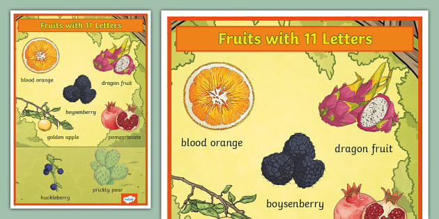 Fruits with 11 Letters Display Poster (Hecho por educadores)