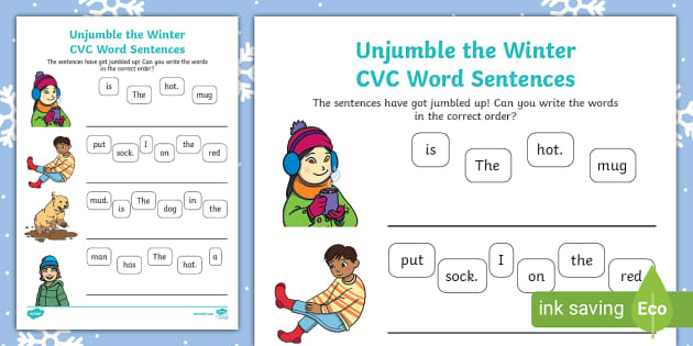 Unjumble The Winter CVC Word Sentences (teacher Made)