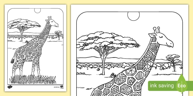 Giraffe Colouring Page (Hecho por educadores) - Twinkl