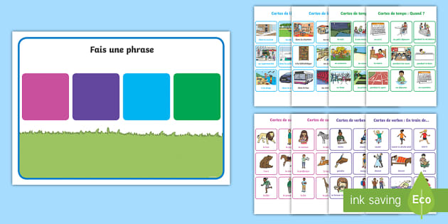 Make a Sentence Who What Where When Cards - French - Twinkl