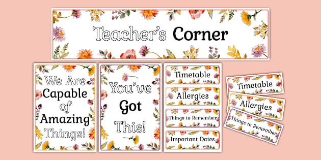 Wildflower Botanical Themed Teacher's Corner Display Pack