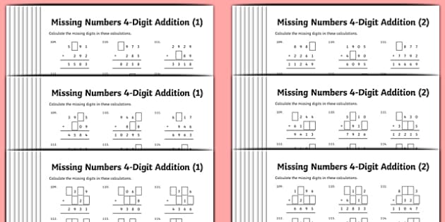 addition-sums-adding-4-digits-differentiated-worksheets