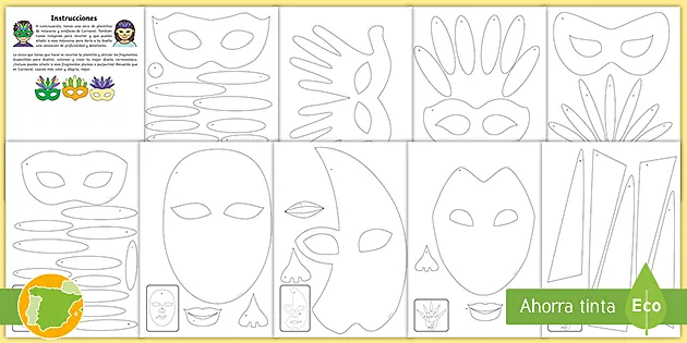 FREE! - Plantillas de máscaras para el Carnaval - Twinkl