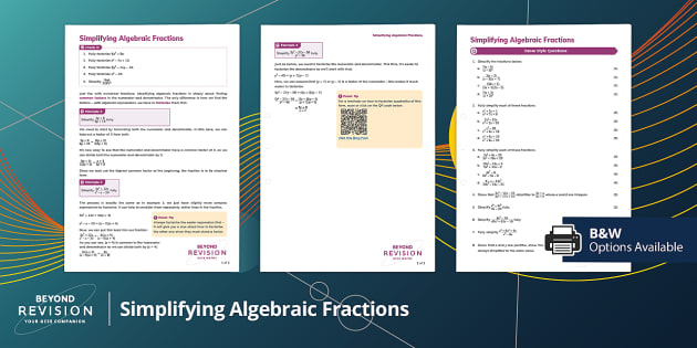 👉 Simplifying Algebraic Fractions Teacher Made Twinkl