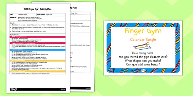 Eyfs Colander Tangle Finger Gym Activity Plan And Prompt Card Pack