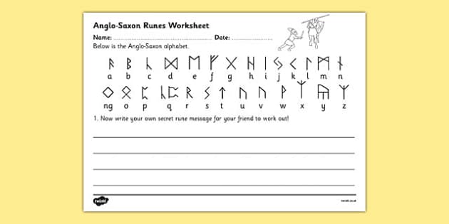 viking worksheet alphabet Anglo Saxons Alphabet Worksheet  anglo Runes saxons