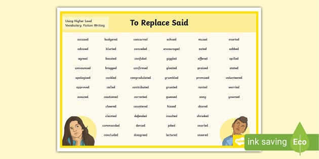 Using Higher Level Vocabulary 'Replace Said' Word Bank