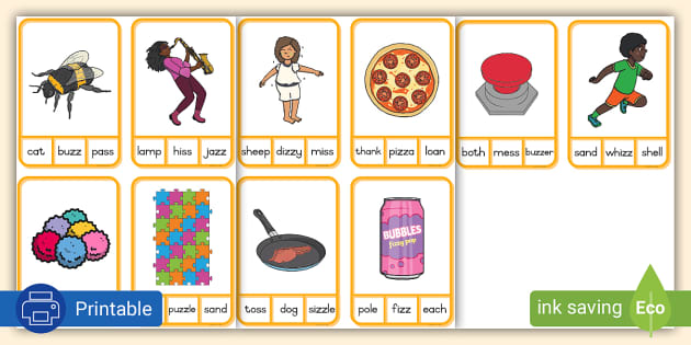 Grade 2 Phonics: -zz Sound Peg Cards - Twinkl