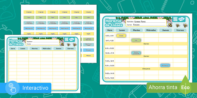 Horario De Clases - Versión Abejitas (teacher Made)