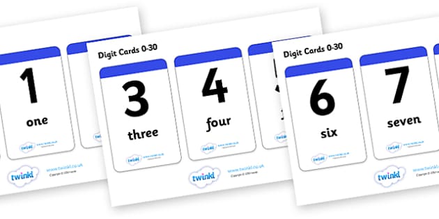 FREE! - Number & Word Digit Cards 0-30 - Twinkl