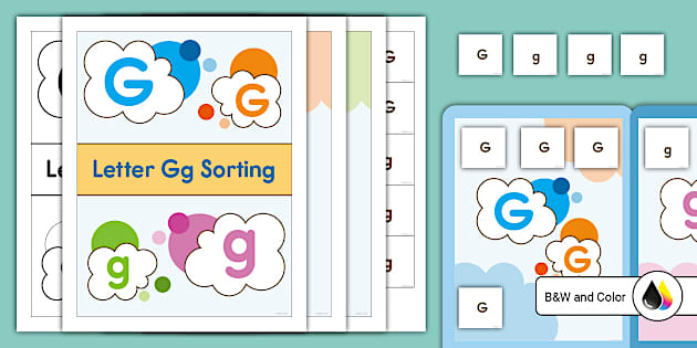 Letter Gg Sorting File Folder Activity for PreK-K