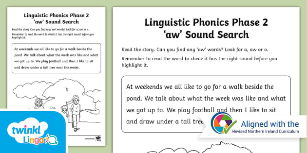 Linguistic Phonics Phase 2 ‘aw’ Sound Search Activity Sheet