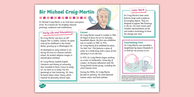 KS2 Michael Craig-Martin Fact File (teacher made) - Twinkl