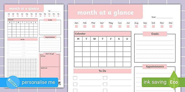 FREE Monthly Diary Template Planner (teacher made)