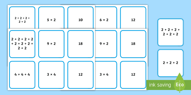 multiplication as repeated addition matching cards
