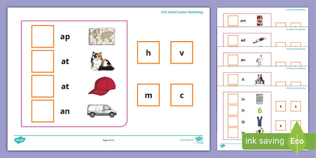 Older Learners: Workstation Pack: CVC Initial Letter Matching Activity Pack