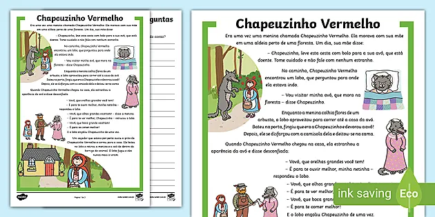 Interpretação de Texto para 5º Ano – Chapeuzinho Vermelho