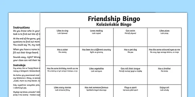 Meet New Friends Bingo Game