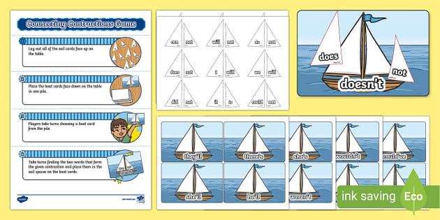 Boat-Themed KS1 Connecting Contractions Game (teacher made)