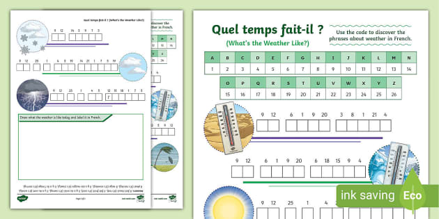 👉 French KS2 Code Breaker Activity Sheet: Weather