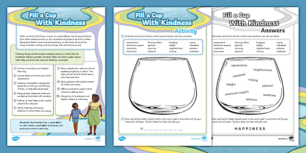 Fill a Cup with Kindness – Activity Sheet (teacher made)