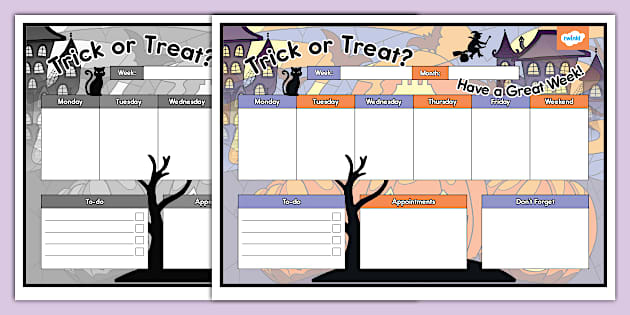 Trick or Treat? Halloween Educator Weekly Planner - Twinkl