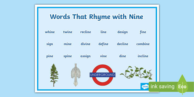 Words That Rhyme with Nine Word Mat (Teacher-Made) - Twinkl