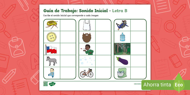 Guía De Trabajo: Sonido Inicial - Letra B - Twinkl