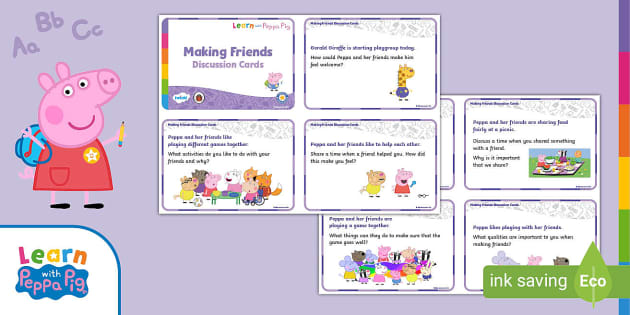 FREE! - Peppa Pig: Making Friends Discussion Cards - Twinkl