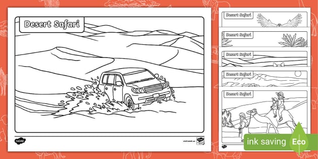 Desert Safari Colouring Sheets (teacher made) - Twinkl