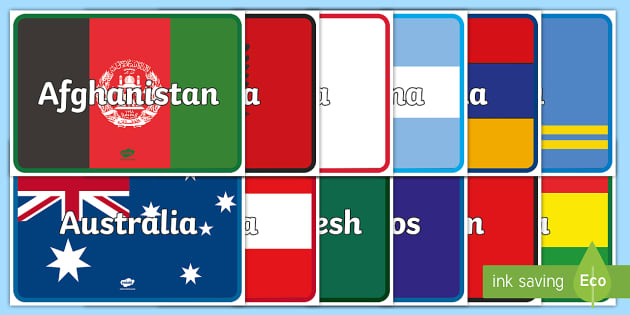 WORLD FLAGS BANNERS BY CONTINENT POSTER CHART PRINT NEW 22X34 FAST FREE  SHIP