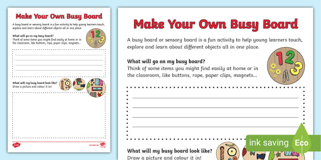 FREE! - Make Your Own Busy Board Worksheet (Teacher-Made)