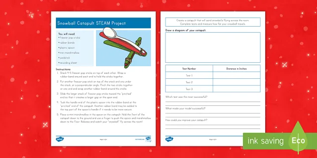 Snowball Catapult Steam Activity Teacher Made