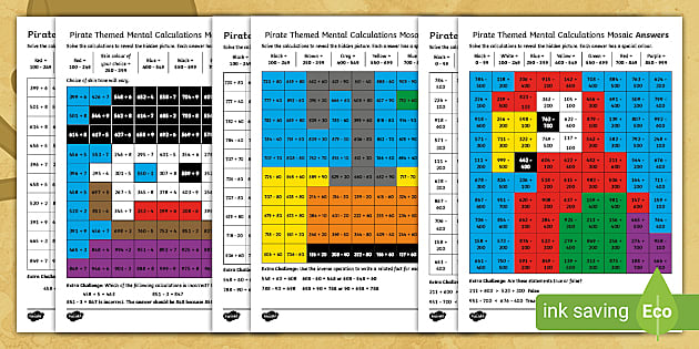LSK2 Pirate Themed Mental Calculations Code Breaker Differentiated