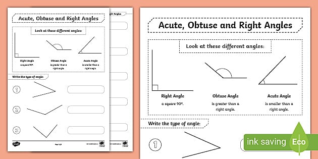 Types of Angles Worksheet (teacher made) - Twinkl