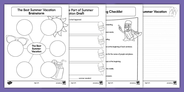 First Grade The Best Summer Vacation Writing Prompt Activity